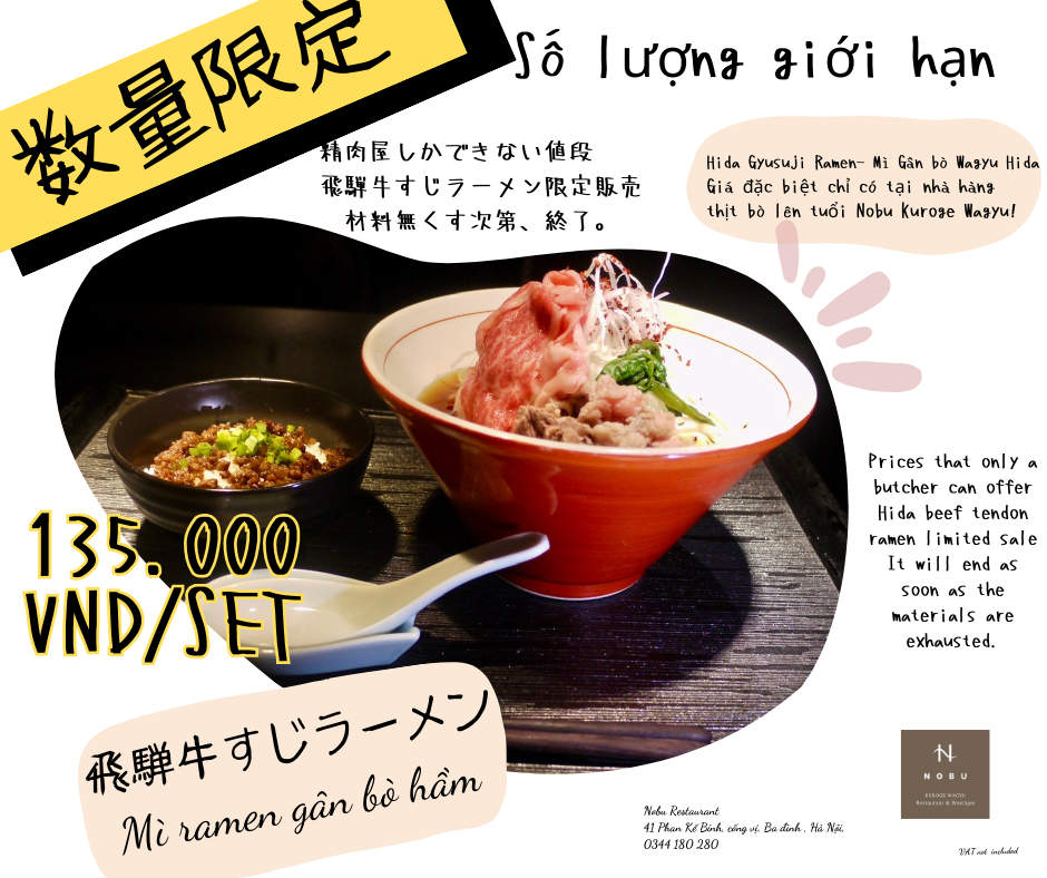 Sản phẩm mới - Mì ramen Gân bò Hida Wagyu 